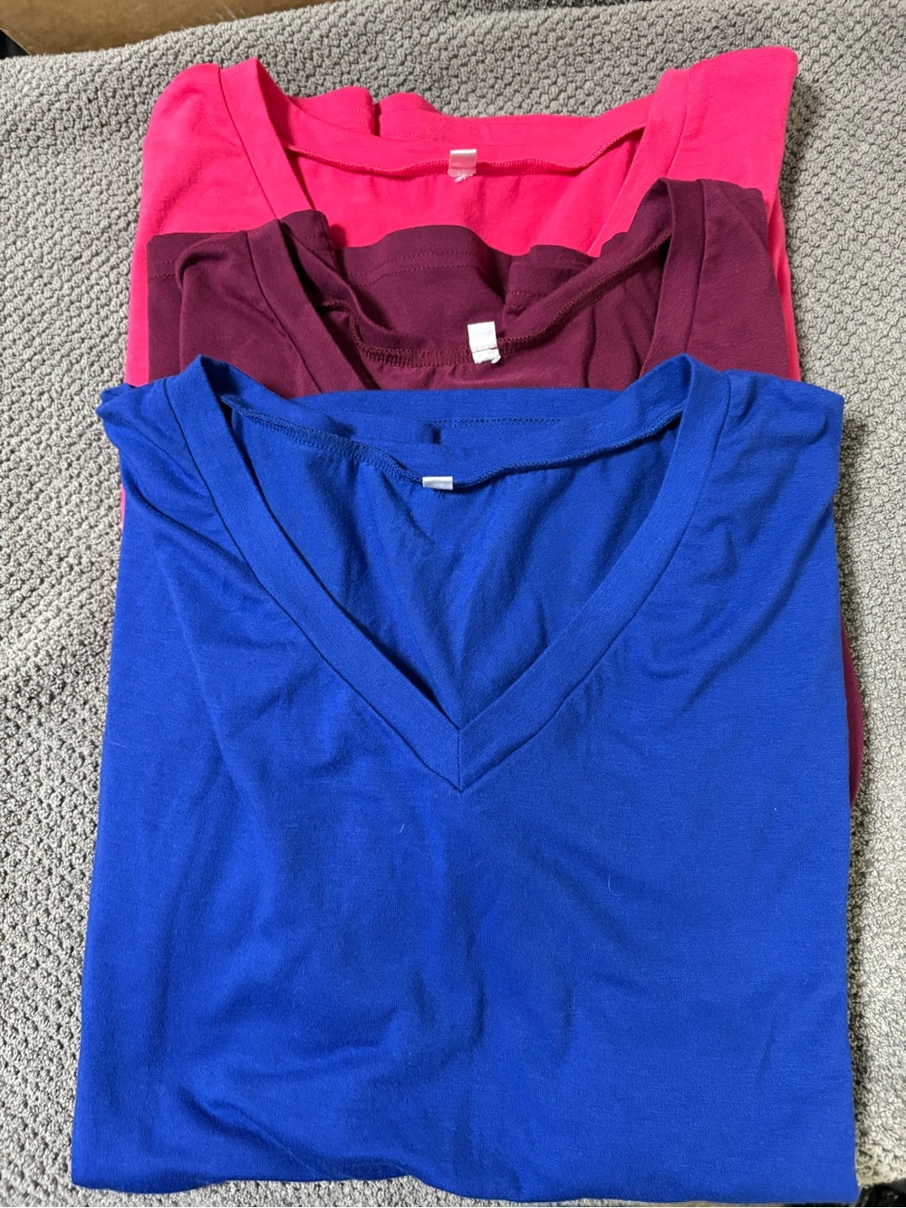 Womens V-Neck Short Sleeve Tee - Blue, Burgundy, Hot Pink